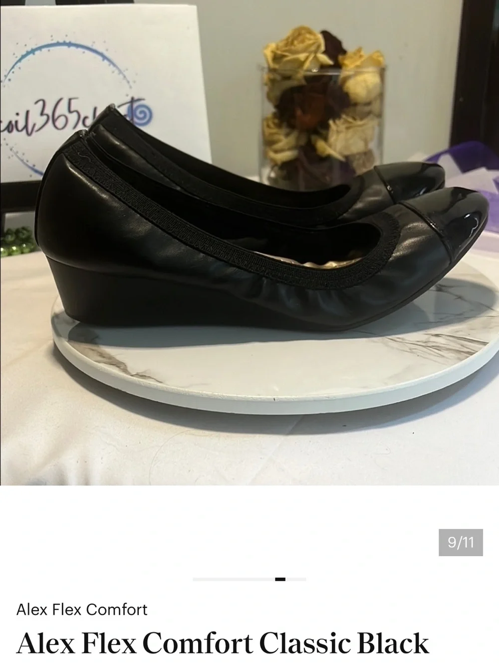 Women's Black Slip-On Comfort Wedge Flats